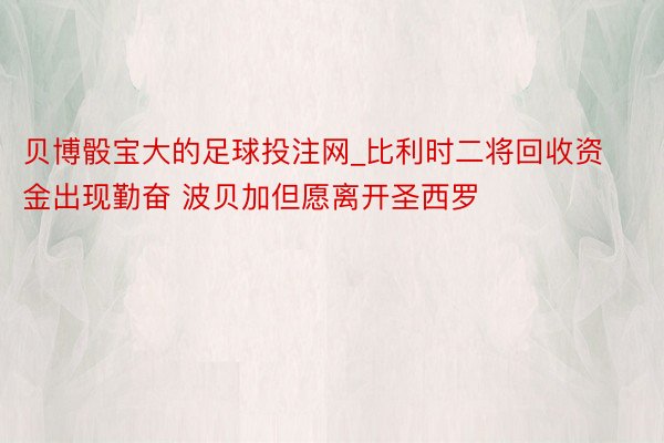 贝博骰宝大的足球投注网_比利时二将回收资金出现勤奋 波贝加但愿离开圣西罗