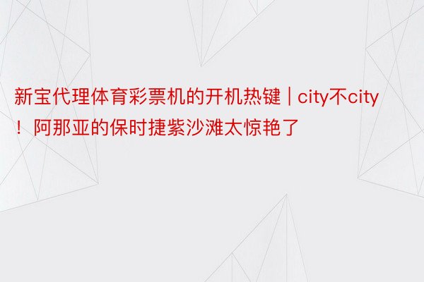 新宝代理体育彩票机的开机热键 | city不city！阿那亚的保时捷紫沙滩太惊艳了