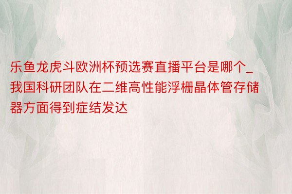 乐鱼龙虎斗欧洲杯预选赛直播平台是哪个_我国科研团队在二维高性能浮栅晶体管存储器方面得到症结发达