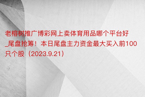 老榕树推广博彩网上卖体育用品哪个平台好_尾盘抢筹！本日尾盘主力资金最大买入前100只个股（2023.9.21）